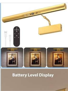 LED Picture Light for wall 6000mAh rechargeable wireless wall lights remotes